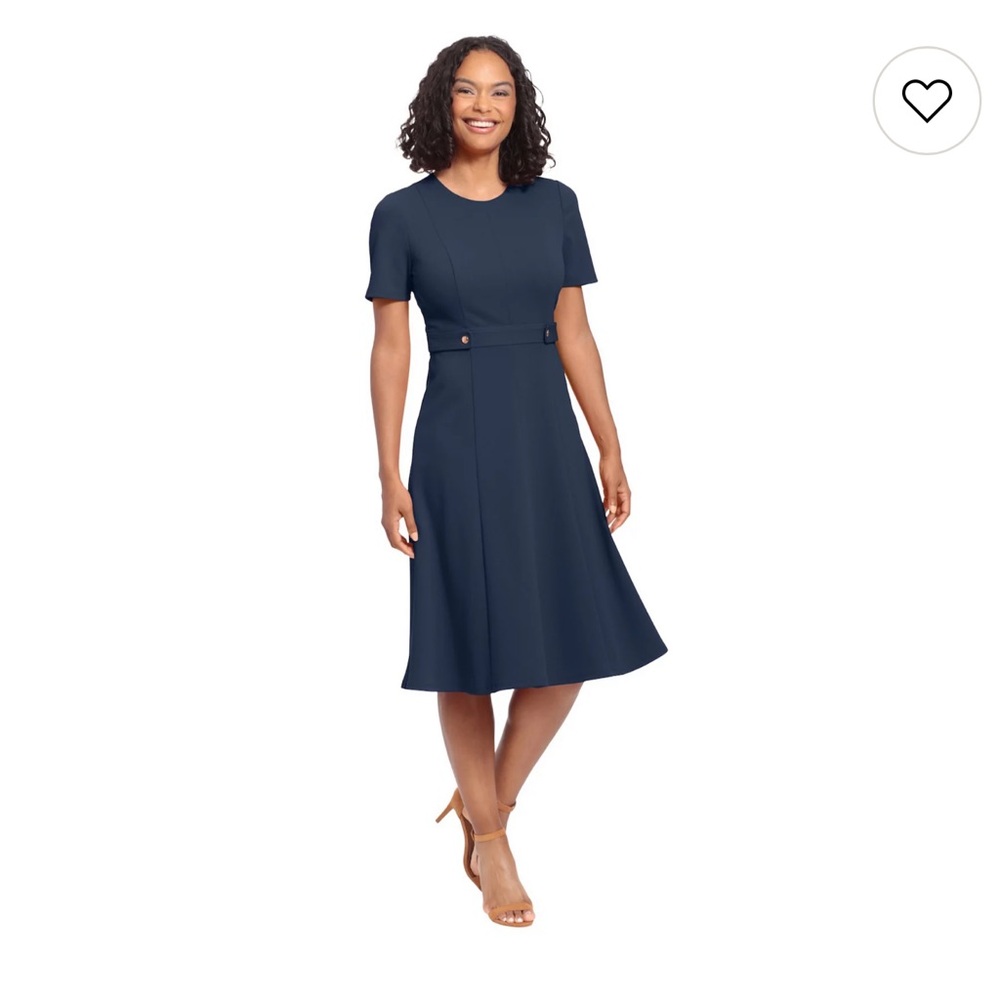 London Times Navy Midi Dress